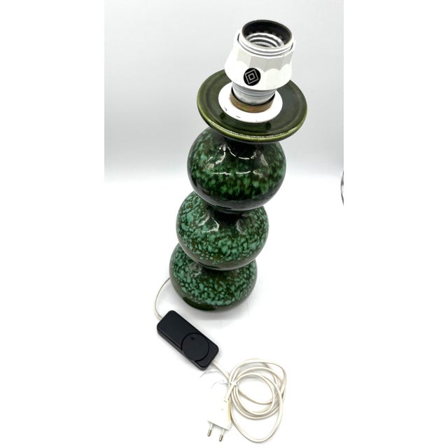 Large Space Age Table Lamp with Monumental 48cm Ceramic Base in Emerald Green from Kaiser Leuchten For Sale - Image 12 of 14