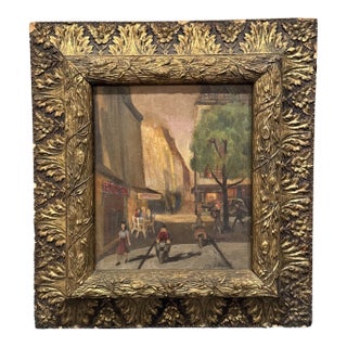 1930s Stunning Wpa Era Cityscape Masterpiece Oil Painting Signed "L. Becker" For Sale