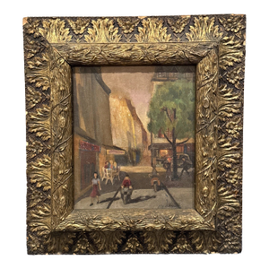 1930s Stunning Wpa Era Cityscape Masterpiece Oil Painting Signed "L. Becker"