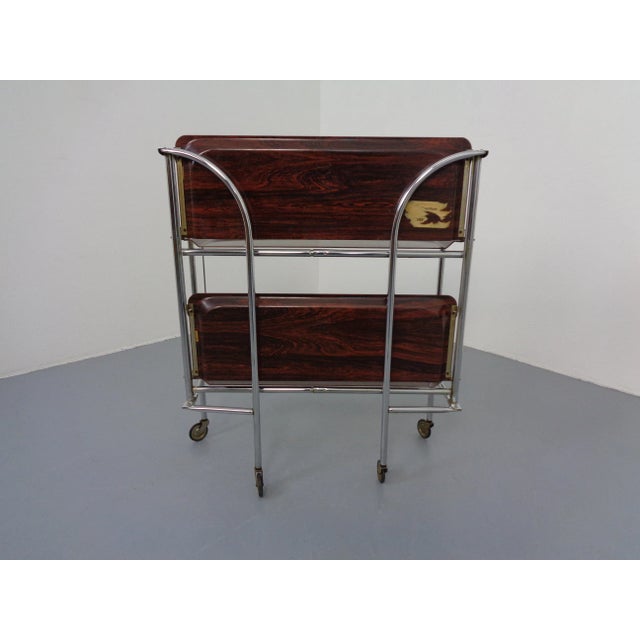 Brown Vintage Optic Rosewood Pressalit Tea Cart, 1970s For Sale - Image 8 of 18