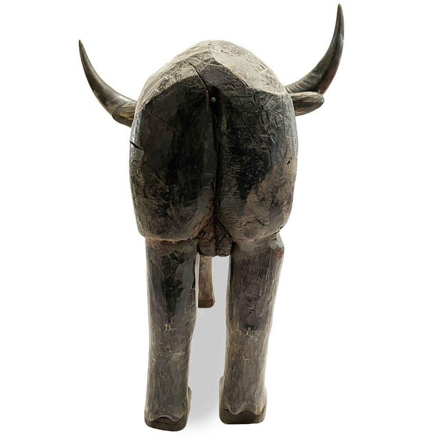 Oriental Wooden Water Buffalo Sculpture with Horns, 1800s For Sale - Image 6 of 9