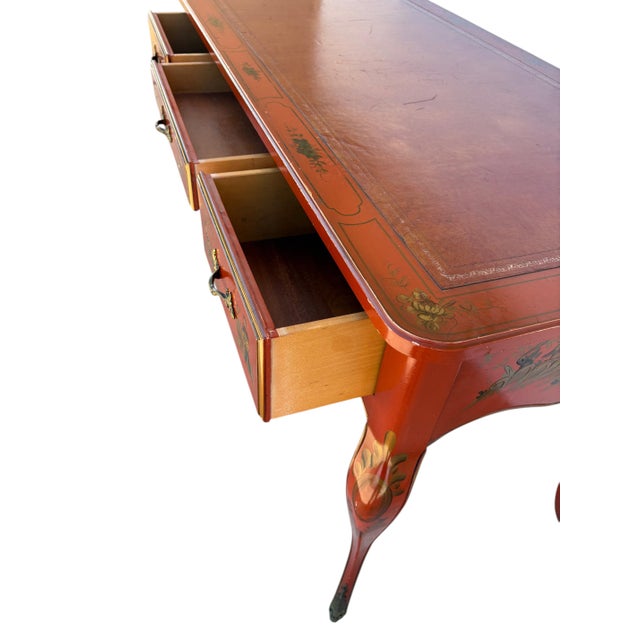French Style Chinoiserie Writing Desk For Sale - Image 4 of 7