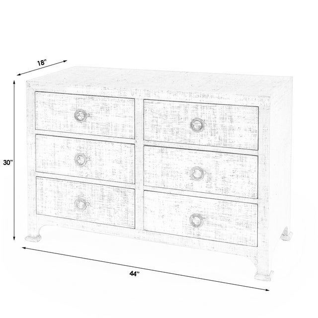 Traditional Chatham 44 in. W Rectangular Raffia 6 Drawer Dresser, Charcoal Raffia For Sale - Image 3 of 9