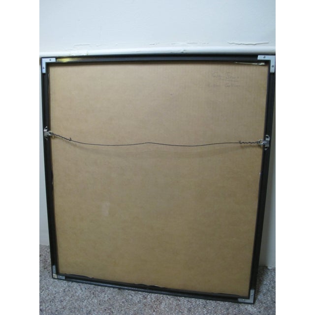 Printmaking Materials Lillian Goldberg Abstract Geometric MCM Pink & Black City Scene Signed Print For Sale - Image 7 of 7