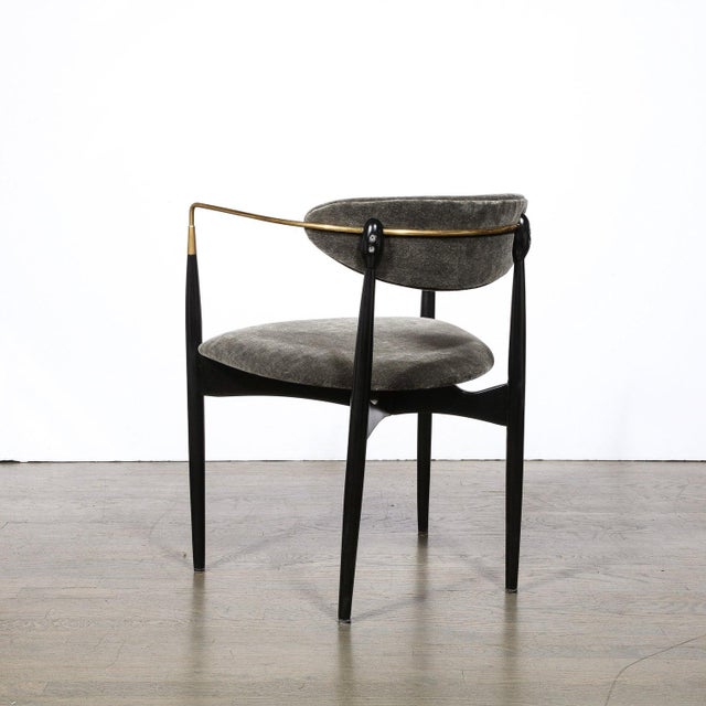 Ib Kofod-Larsen Mid-Century Modernist Chair in Walnut With Brass Arms by Kofod-Larsen For Sale - Image 4 of 11