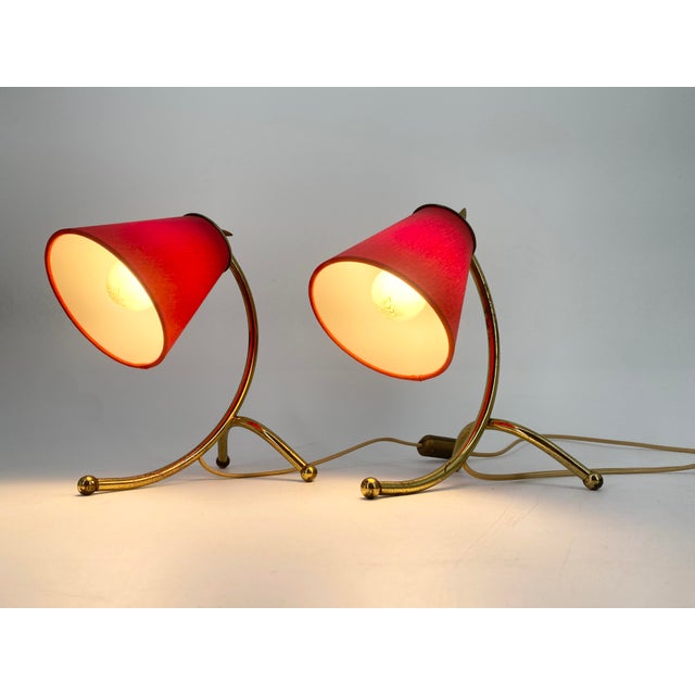 Mid-Century Modern Vintage Table Lamps with Organically Shaped Brass Bases, 1950s, Set of 2 For Sale - Image 3 of 17