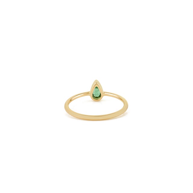Not Yet Made - Made To Order Roman Style Thick Bezel Set Pear Emerald Ring by Vr Jewels in 14k Gold Size 6 For Sale - Image 5 of 12