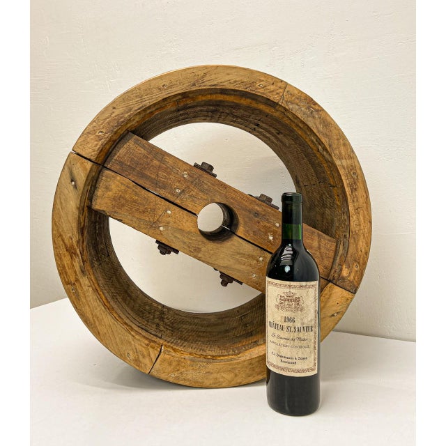 Large Antique Pulley Wheel Wood Split Belt Pulley, 1900s For Sale - Image 10 of 16