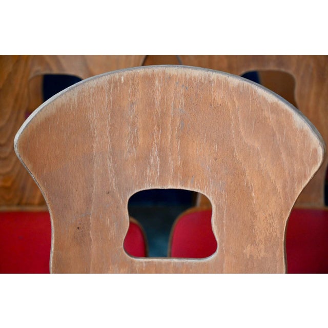 1960s Vintage Retro Gentiane Bistro Chairs with Tapered Legs and Red Faux Leather from Baumann, 1960s, Set of 4 For Sale - Image 5 of 18