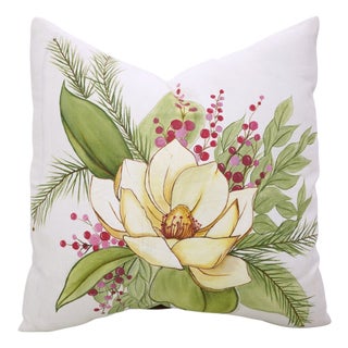 Fabdivine Pure White Linen Handmade Block Print Decorative Throw Pillow Covers 17x17 Inches - Shahina For Sale