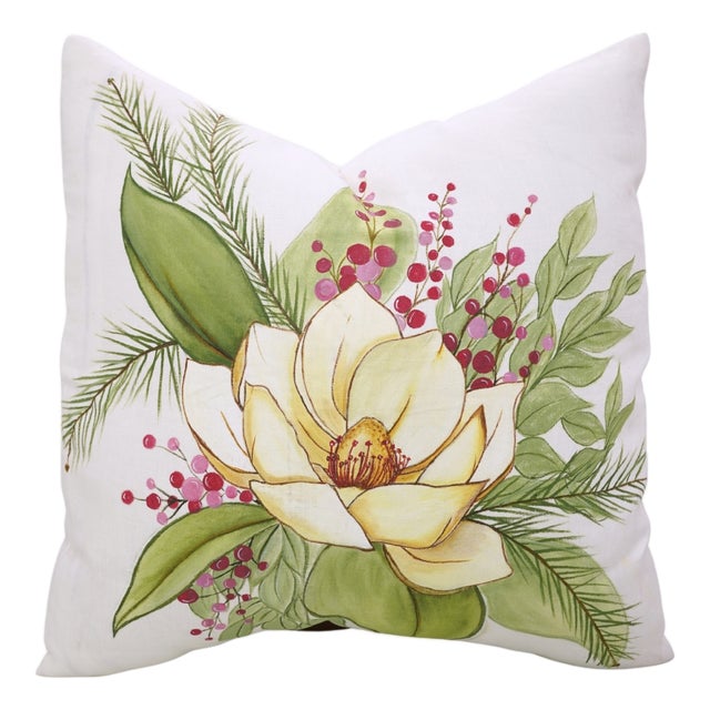 Fabdivine Pure White Linen Handmade Block Print Decorative Throw Pillow Covers 17x17 Inches - Shahina For Sale