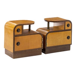 Pair of 1930s Art Deco Halabala Style Bedside Tables For Sale