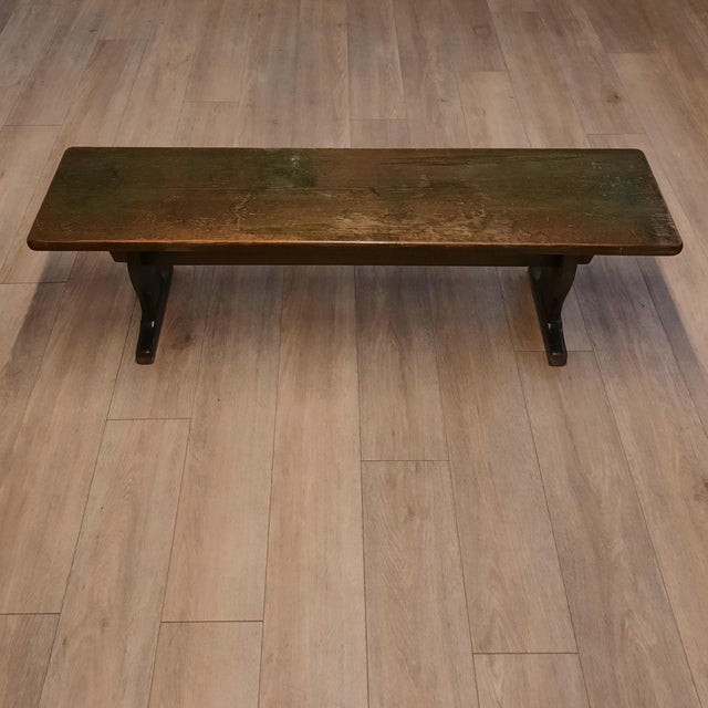 1970s Vintage Green Wooden Bench, 1960s For Sale - Image 5 of 7