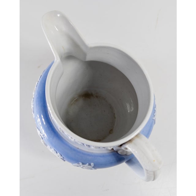 19th Century English Staffordshire Neoclassical Lavender Blue and White Pitcher by Ridgway For Sale - Image 12 of 15