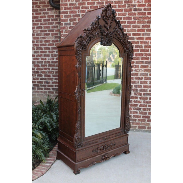 Antique French Walnut Rococo Mirror Wardrobe Armoire Cabinet Clothes Closet Chairish