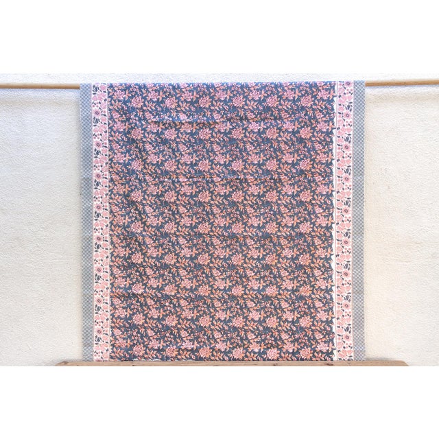 Traditional Desert Lily, Hand Blockprint Cotton Coverlet For Sale - Image 3 of 7