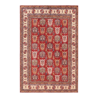 Boho Chic Super Kazak Red/Beige Wool Rug - 10'1'' X 14'0'' For Sale