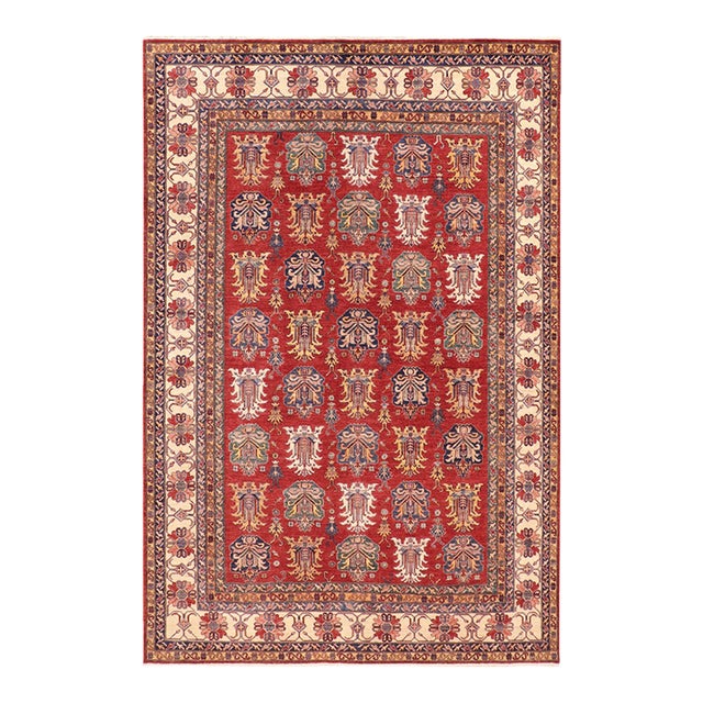 Boho Chic Super Kazak Red/Beige Wool Rug - 10'1'' X 14'0'' For Sale