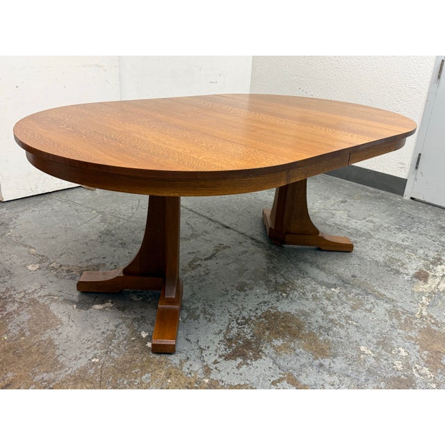 2010s Stickley Furniture Pedestal Extension Dining Table, 46 Inches For Sale - Image 5 of 12