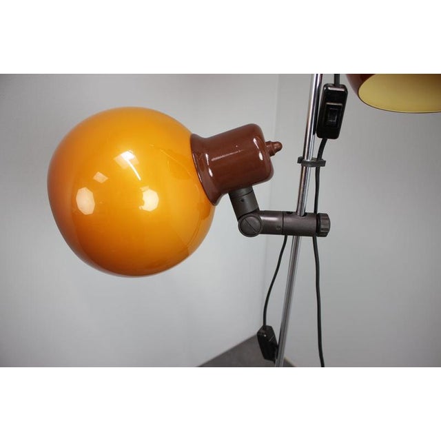 Hungarian Space Age Adjustable Double Floor Lamp in Orange and Brown Chrom, 1970s For Sale - Image 4 of 13