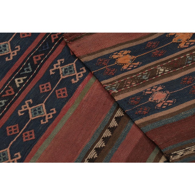 Textile Vintage Persian Kilim, Tribal Runner Rug With Ram's Horn Motifs - Rug & Kilim For Sale - Image 7 of 7
