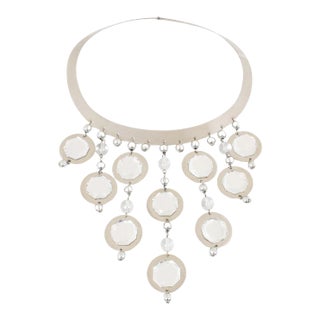 Louis Feraud Paris Space Age Futuristic Chrome and Mirror Collar Necklace For Sale