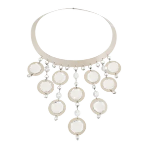 Louis Feraud Paris Space Age Futuristic Chrome and Mirror Collar Necklace