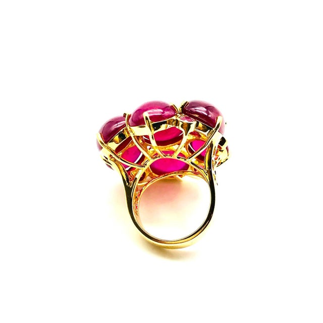 Ruby Red Bochic "Orient" Vintage African Multi Ruby Ring Set In 18K Yellow Gold & Silver For Sale - Image 8 of 18