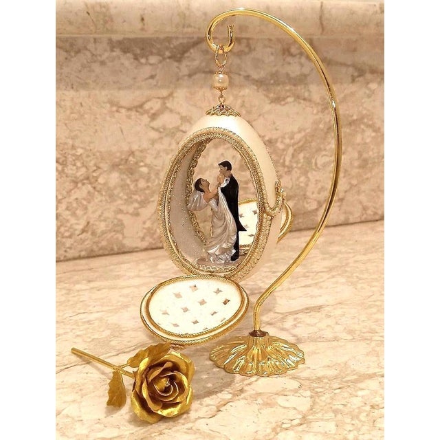 Ornamental & Decorative Materials Pierre Lorren Natural Egg Hand Carved Faberge Egg Style Austrian Crystal Pure Gold Deco Handmade 1997 Vintage Egg For Sale - Image 7 of 16