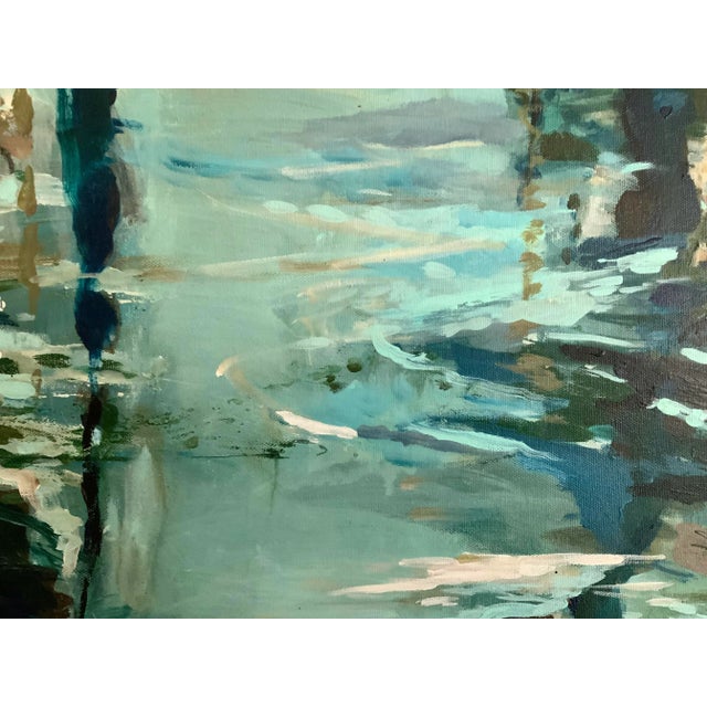 "Breathing Room" Large Blue Brown Abstract Painting Framed by Michele Zuzalek For Sale In Washington DC - Image 6 of 8