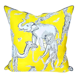 Vintage African Animal Print Yellow Pillow
