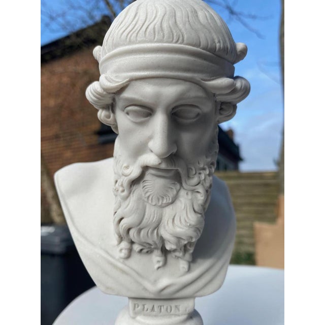 A beautiful plato marble bust sculpture, 20th century. Plato, a bust, after the antique by Sommer, Napoli, 1890. A fine...