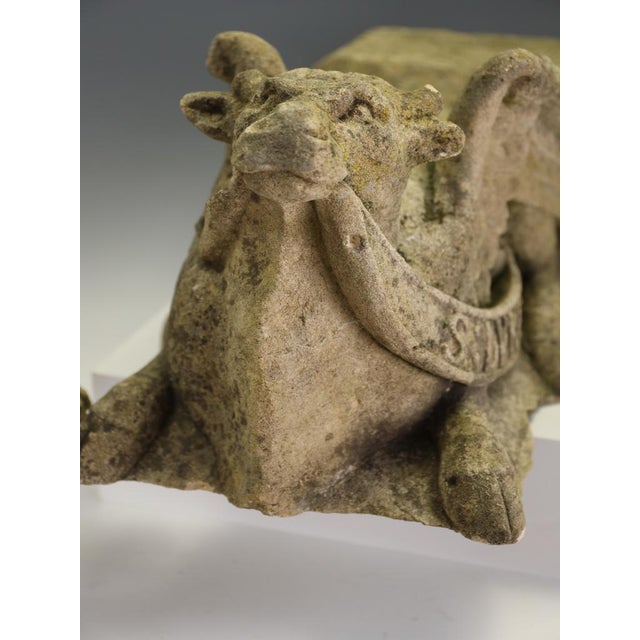 Victorian Gothic Revival Limestone Corbels, Tetramorph Lion & Ox, Harrogate, 1870, Set of 2 For Sale - Image 9 of 17