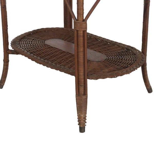 Arts & Crafts Antique Heywood & Wakefield Arts & Crafts Wicker & Oak Table Signed C1920 For Sale - Image 3 of 16