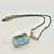 1920s Antique Art Deco Art Nouveau Blue Glass & Silver Tone Pendant Necklace, 14.5”. For Sale - Image 10 of 12