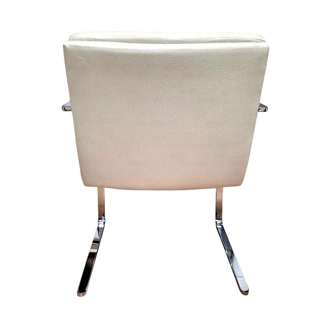 Pair of Mid-Century Modern Leather and Flat-Bar Chrome Lounge Chairs For Sale - Image 4 of 8