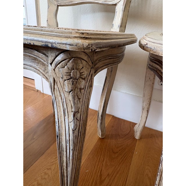 1940s Pair Louis XV Style Caned Back/Seat Accent Chairs For Sale - Image 4 of 12