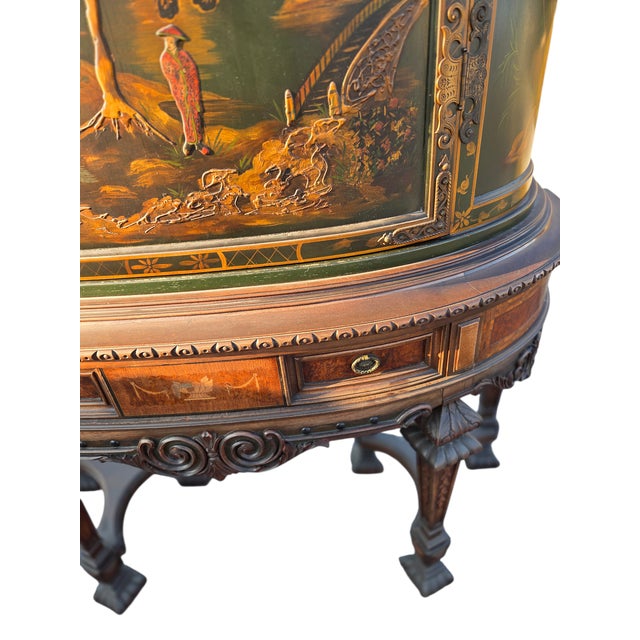 Antique Chinoiserie Curio Cabinet Hutch Vitrine Breakfront Vernis Martin Style For Sale - Image 12 of 18