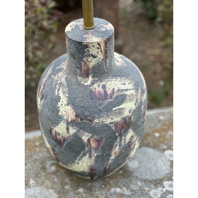 Large vintage Italian studio pottery table lamp, circa 1960s, with original House of Italy, Portland, Oregon...