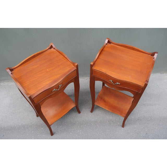 1970s 1970s Pair of French Louis XV Style Side Tables Nightstands For Sale - Image 5 of 15