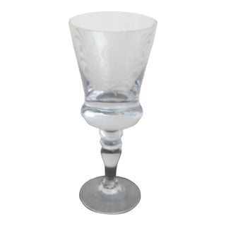 King Gustav III Hovmantorp Sweden Crystal Engraved Stemware Water Goblet Glass For Sale