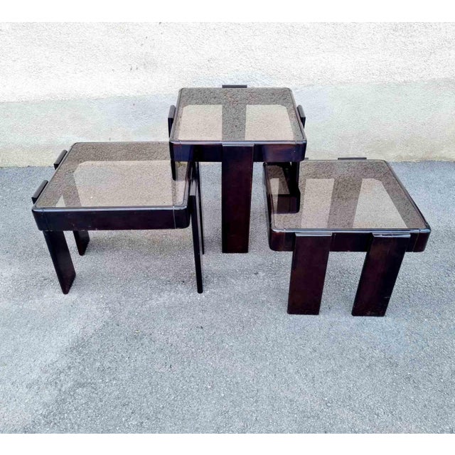 Mid-Century Nesting Tables by Gianfranco Frattini for Meblo, Italy, 1970s, Set of 3 For Sale - Image 10 of 13
