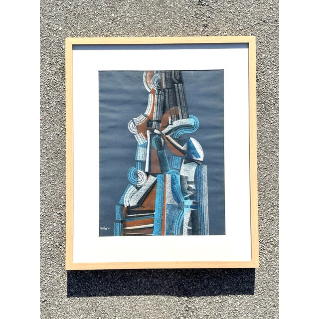 Vintage Boho Abstract Pastel on Paper For Sale - Image 12 of 12