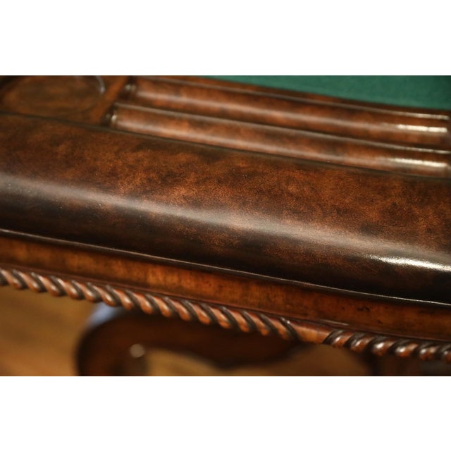 2020s 8 Person Leather and Felt Topped Poker Table With Walnut & Leather Cover by Maitland Smith For Sale - Image 5 of 17