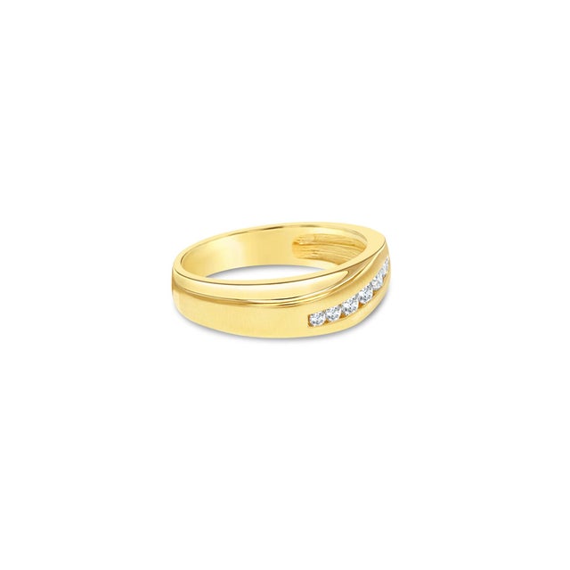 Contemporary Mens Diamond Wedding Band .35cttw 10k Yellow Gold, Size 9 For Sale - Image 3 of 5