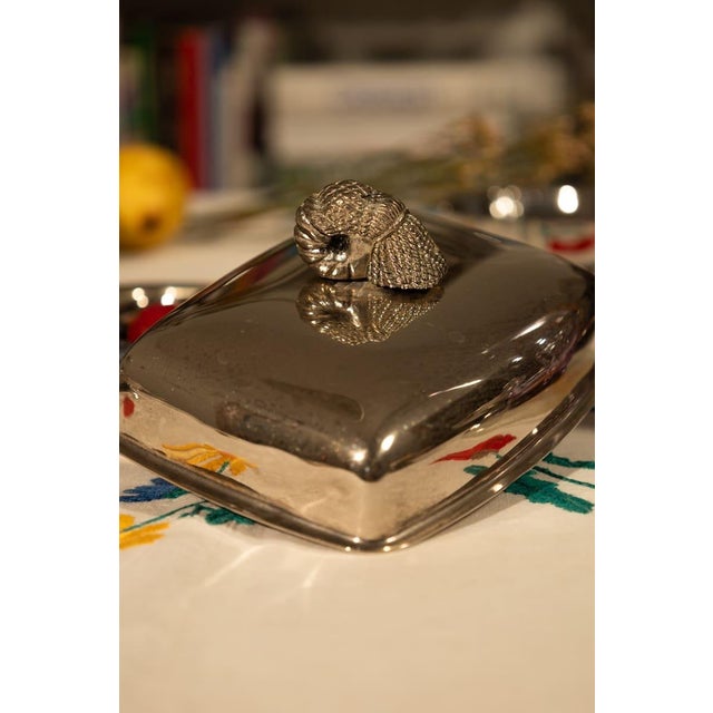 Metal Vintage Silver Tassel Butter Dish For Sale - Image 7 of 10