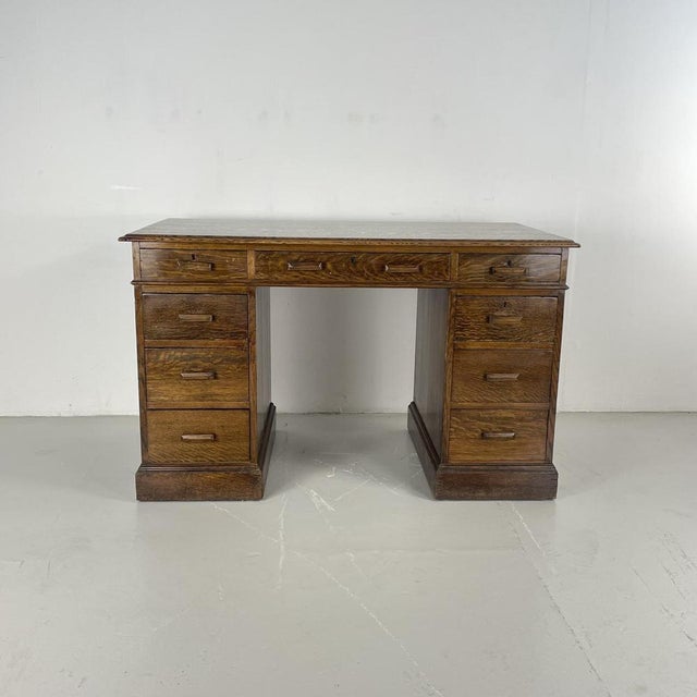 Art Deco Oak Double Pedestal Desk For Sale - Image 13 of 13