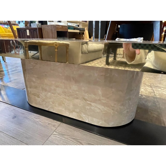 1970s Vintage Faux Marble Vinyl Coffee Table For Sale - Image 5 of 13