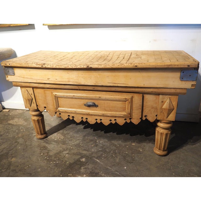 French Country Circa 1890 Billot De Boucher Butcher Block Table From France For Sale - Image 3 of 18