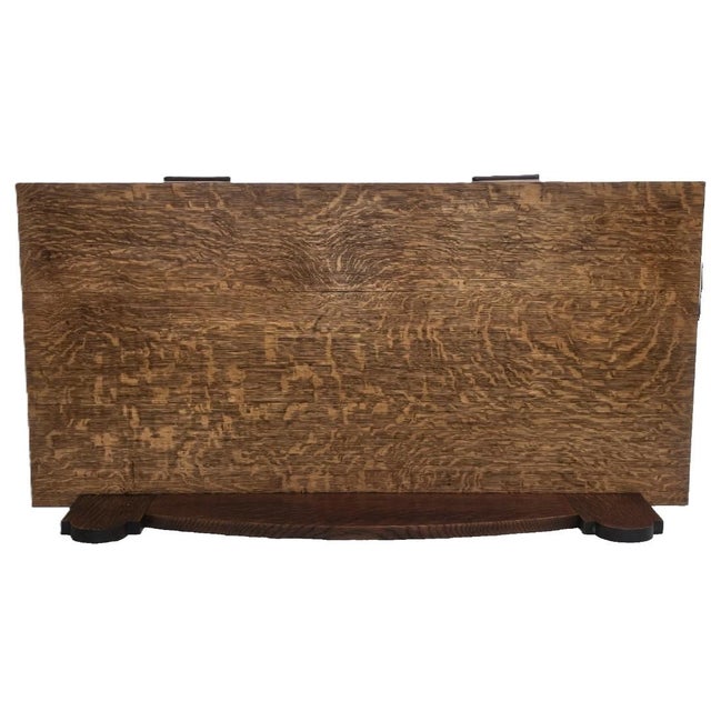 Antique 1900s Arts & Crafts Tiger Oak Console Table Attributed to Liberty & Co. For Sale - Image 11 of 17